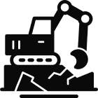 Black excavator vector graphic